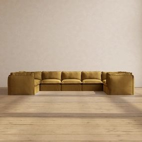 Modular Performance 9-Seater U-Sectional in Toffee | Relaxed Blend