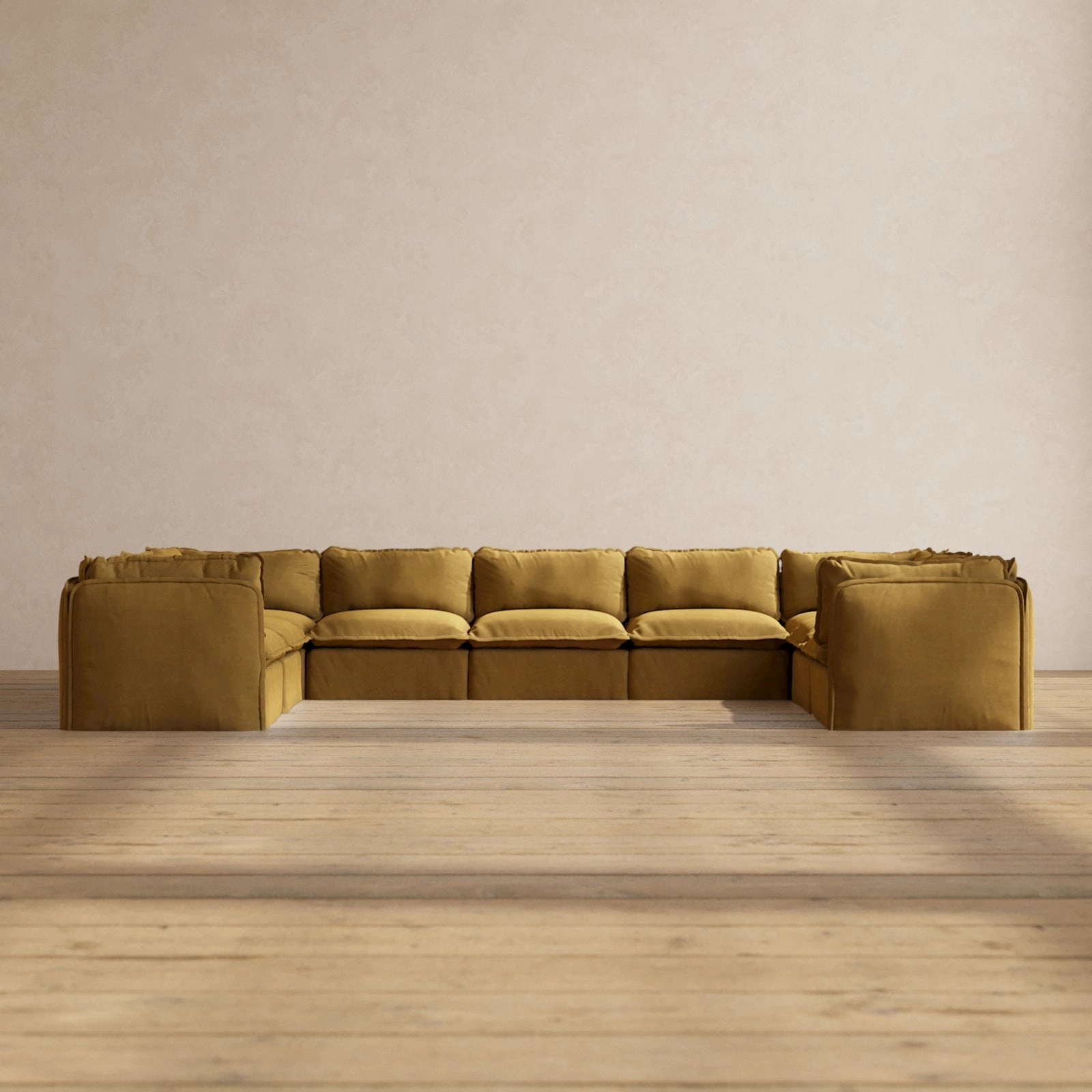 Modular Performance 9-Seater U-Sectional in Toffee | Relaxed Blend