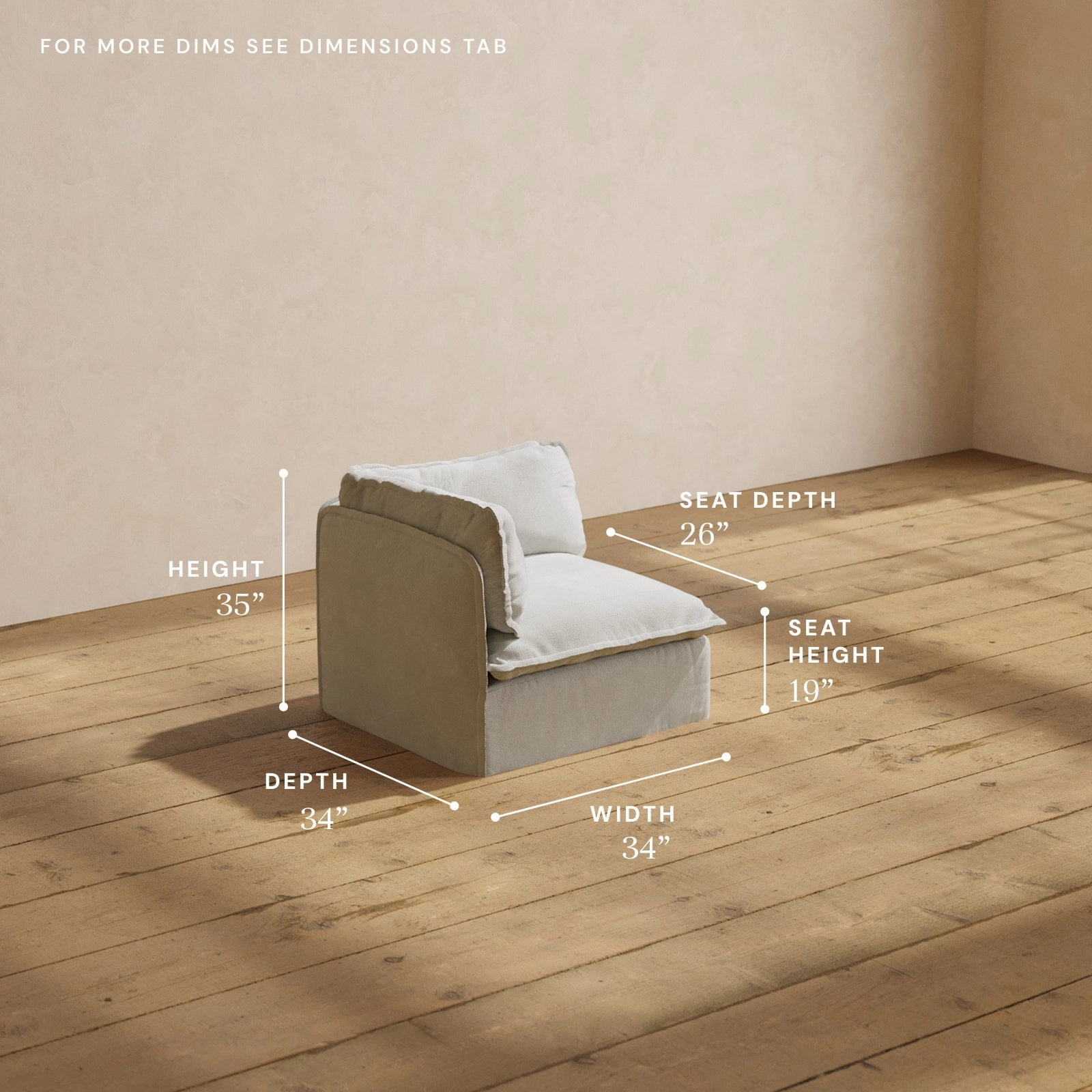 Modular Performance Corner Chair in Cloud | Deluxe Blend