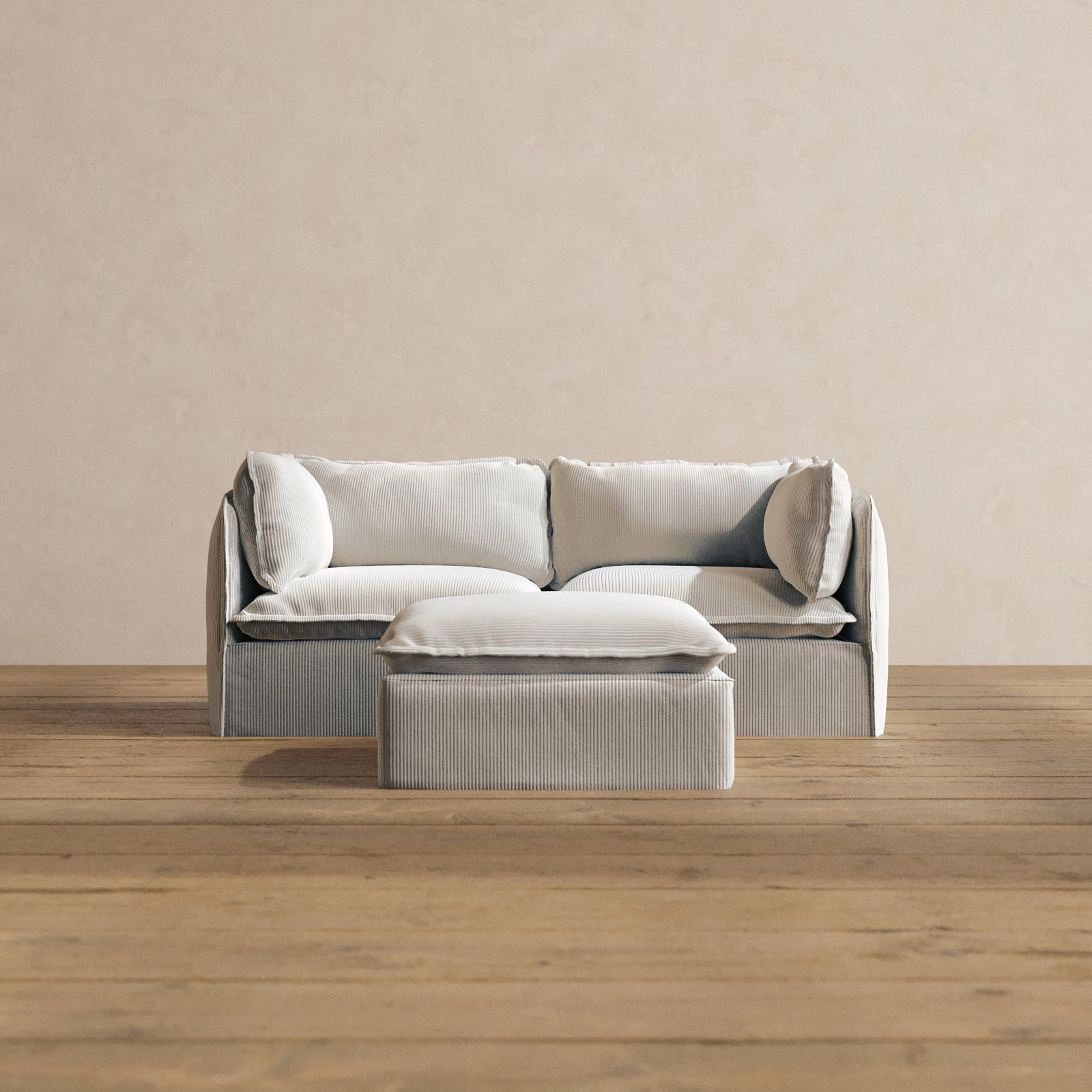 Modular Washable 2-Seater   Ottoman in Milk | Memorix  Seat | Contour Pillow
