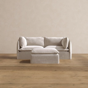 Modular Washable 2-Seater   Ottoman in Mist | Memorix  Seat | Contour Pillow