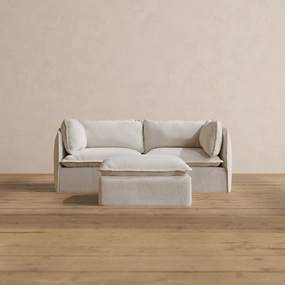 Modular Washable 2-Seater   Ottoman in Powder | Memorix  Seat | Contour Pillow