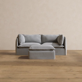 Modular Washable 2-Seater   Ottoman in Pumice | Deluxe  Seat | Cloud Pillow