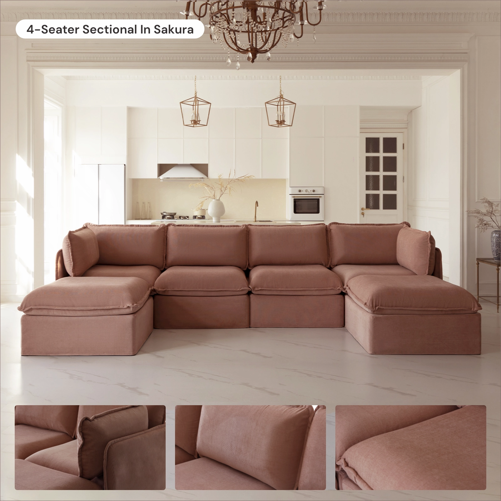 Modular Washable 2-Seater   Ottoman in Sakura | Memorix  Seat | Contour Pillow