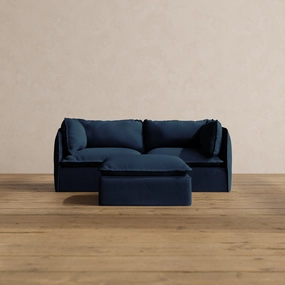 Modular Washable 2-Seater   Ottoman in Sumi | Deluxe  Seat | Cloud Pillow
