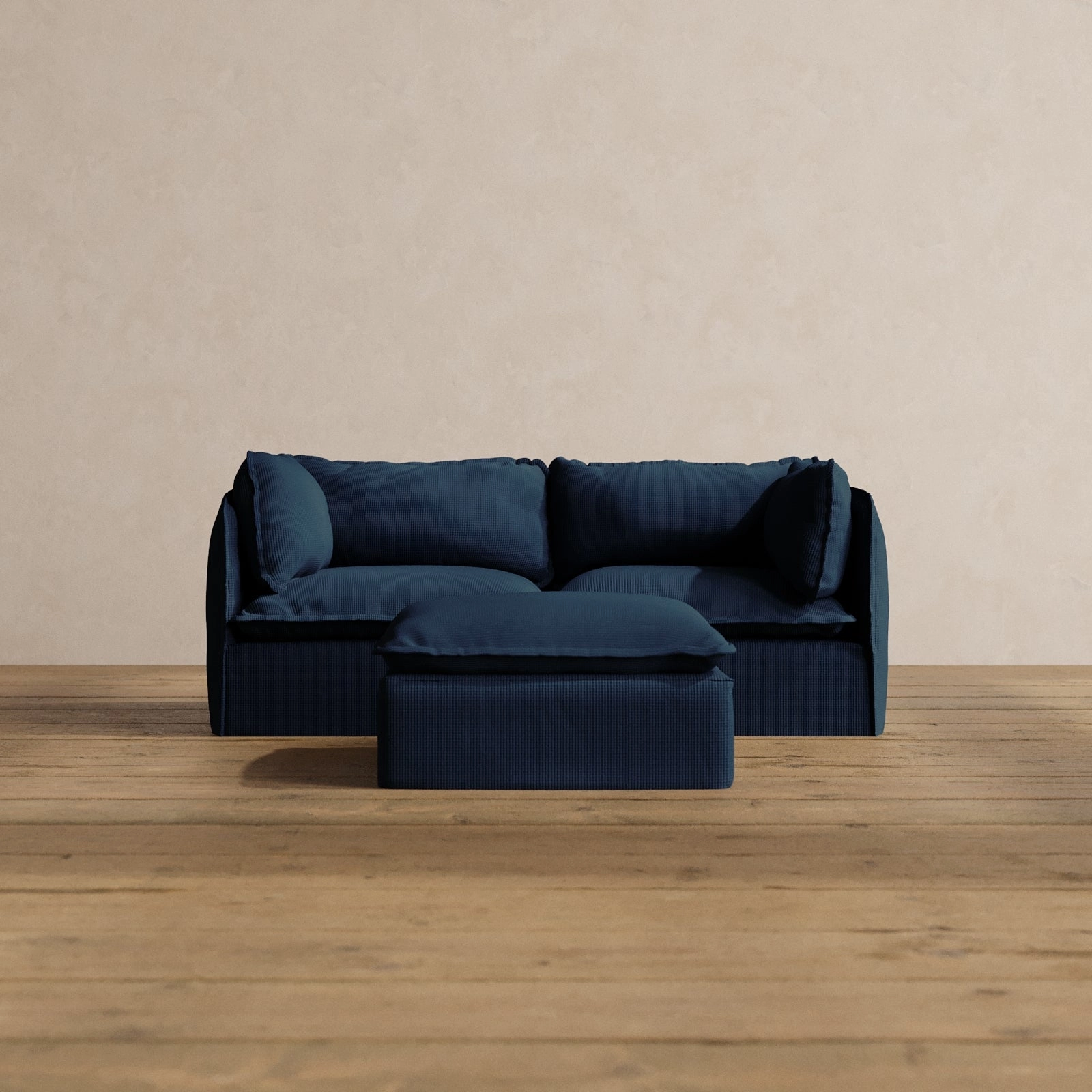 Modular Washable 2-Seater   Ottoman in Sumi | Deluxe  Seat | Cloud Pillow