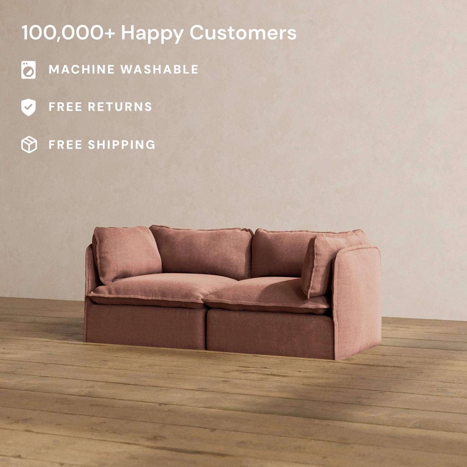 Modular Washable 2-Seater in Chestnut | Deluxe  Seat | Cloud Pillow