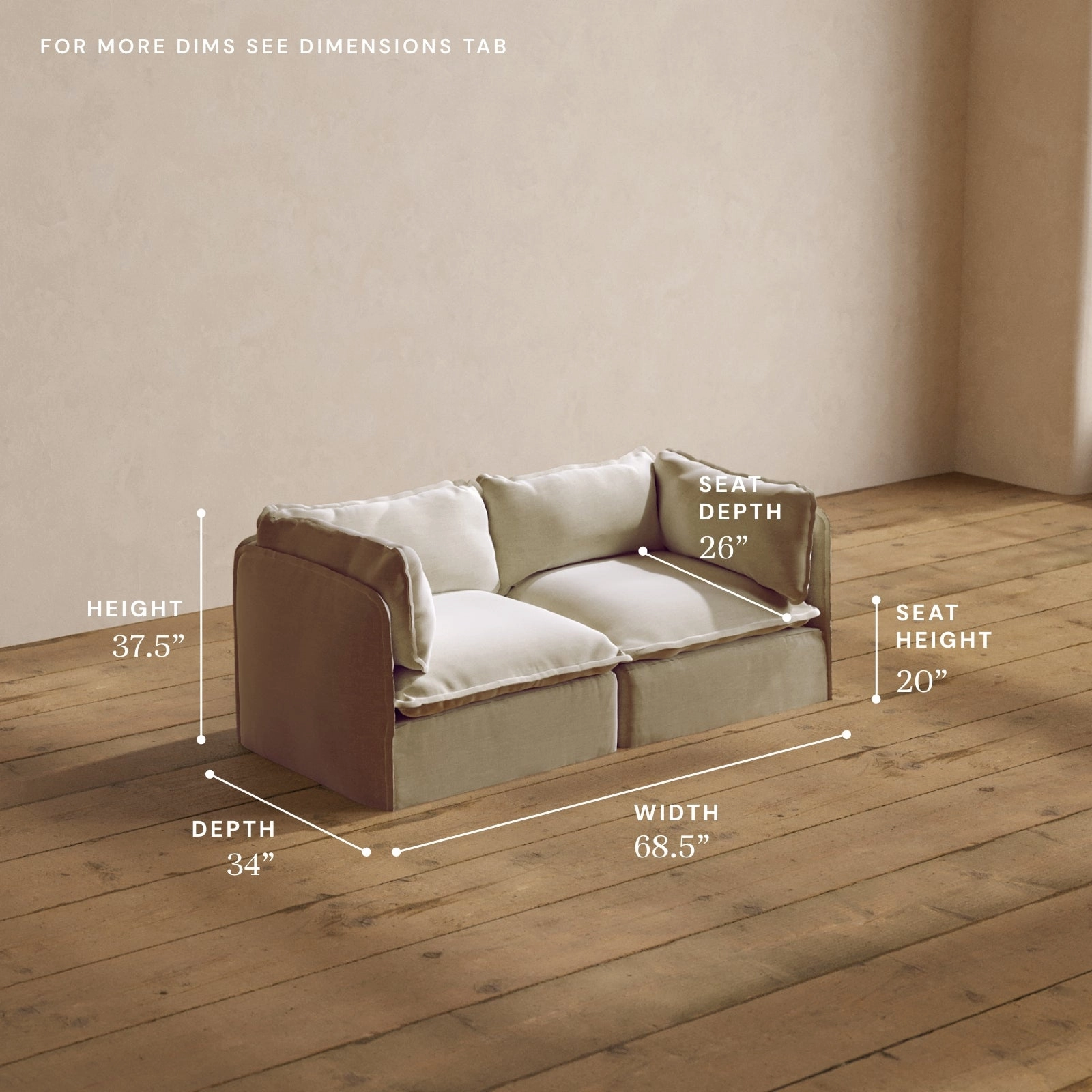 Modular Washable 2-Seater in Coco | Memorix  Seat | Contour Pillow