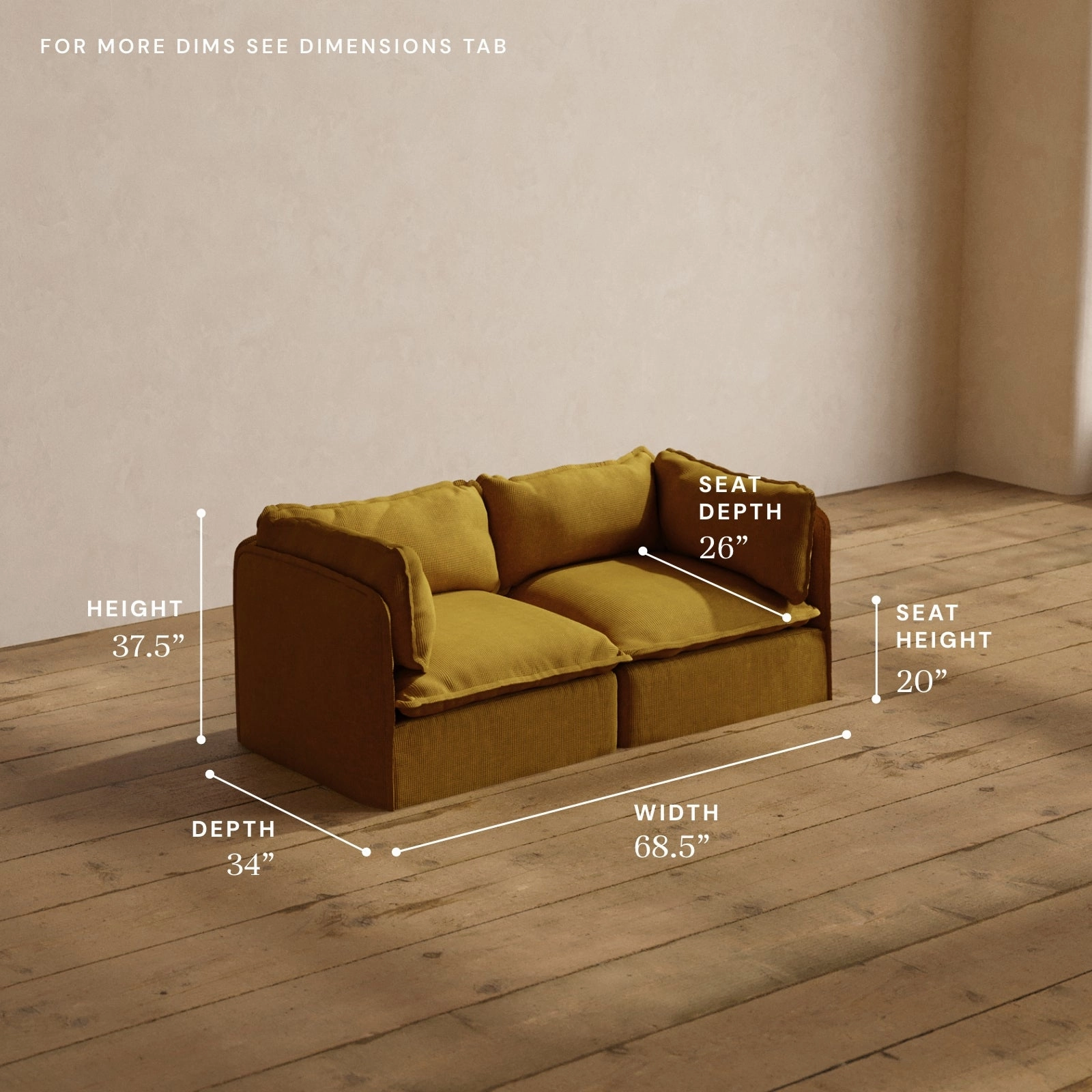 Modular Washable 2-Seater in Kiiro | Memorix  Seat | Contour Pillow