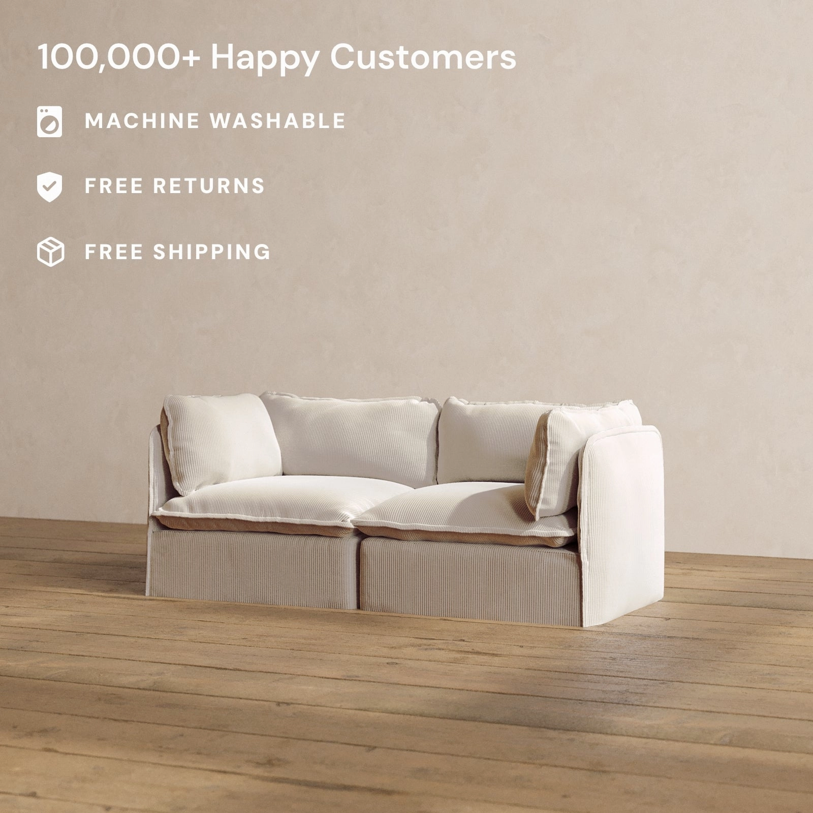 Modular Washable 2-Seater in Milk | Memorix  Seat | Contour Pillow