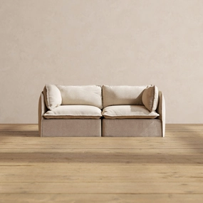 Modular Washable 2-Seater in Oat | Deluxe  Seat | Cloud Pillow