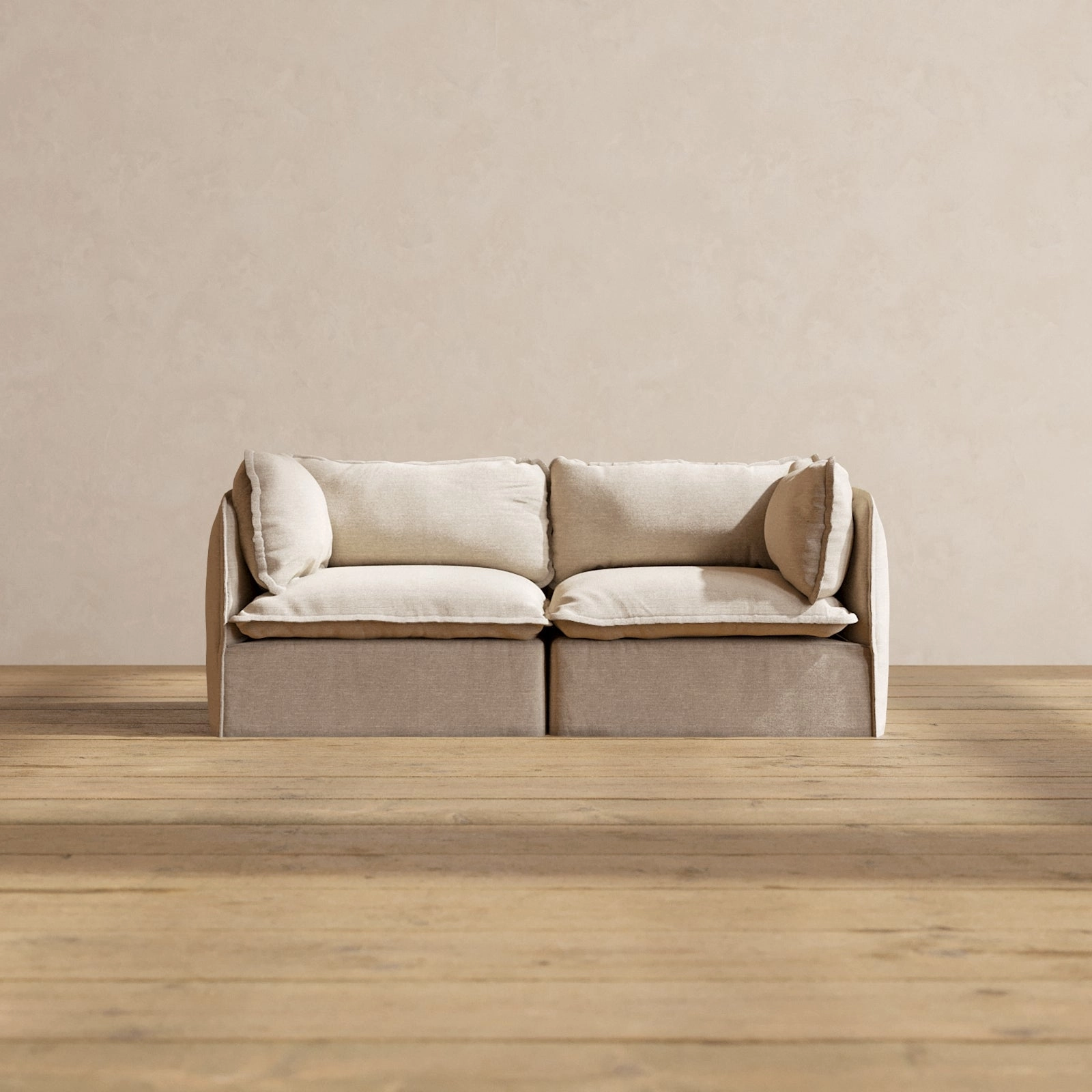 Modular Washable 2-Seater in Oat | Deluxe  Seat | Cloud Pillow