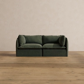 Modular Washable 2-Seater in Olivine | Deluxe  Seat | Cloud Pillow