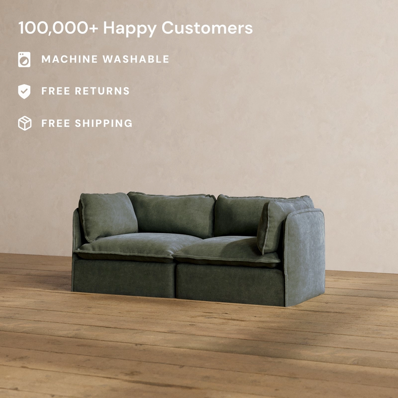Modular Washable 2-Seater in Olivine | Memorix  Seat | Contour Pillow