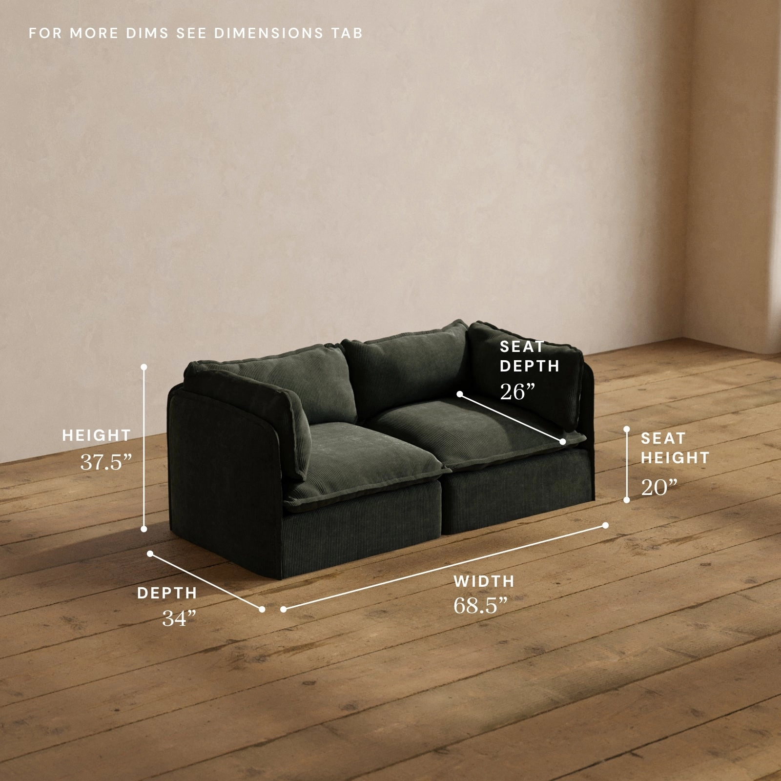 Modular Washable 2-Seater in Olivine | Memorix  Seat | Contour Pillow