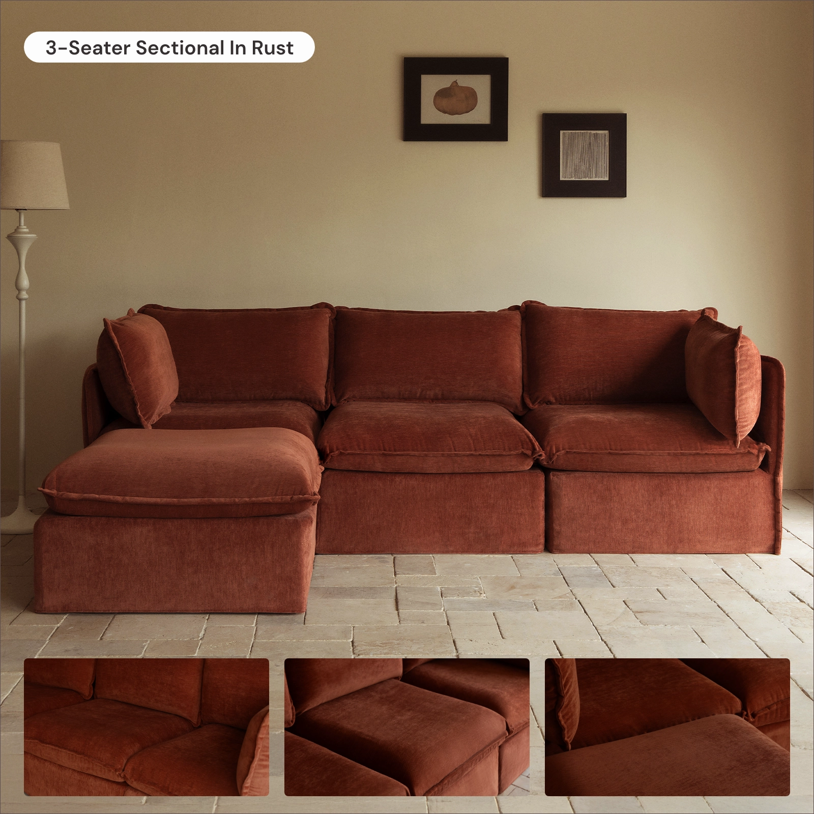 Modular Washable 2-Seater in Rust | Memorix  Seat | Contour Pillow