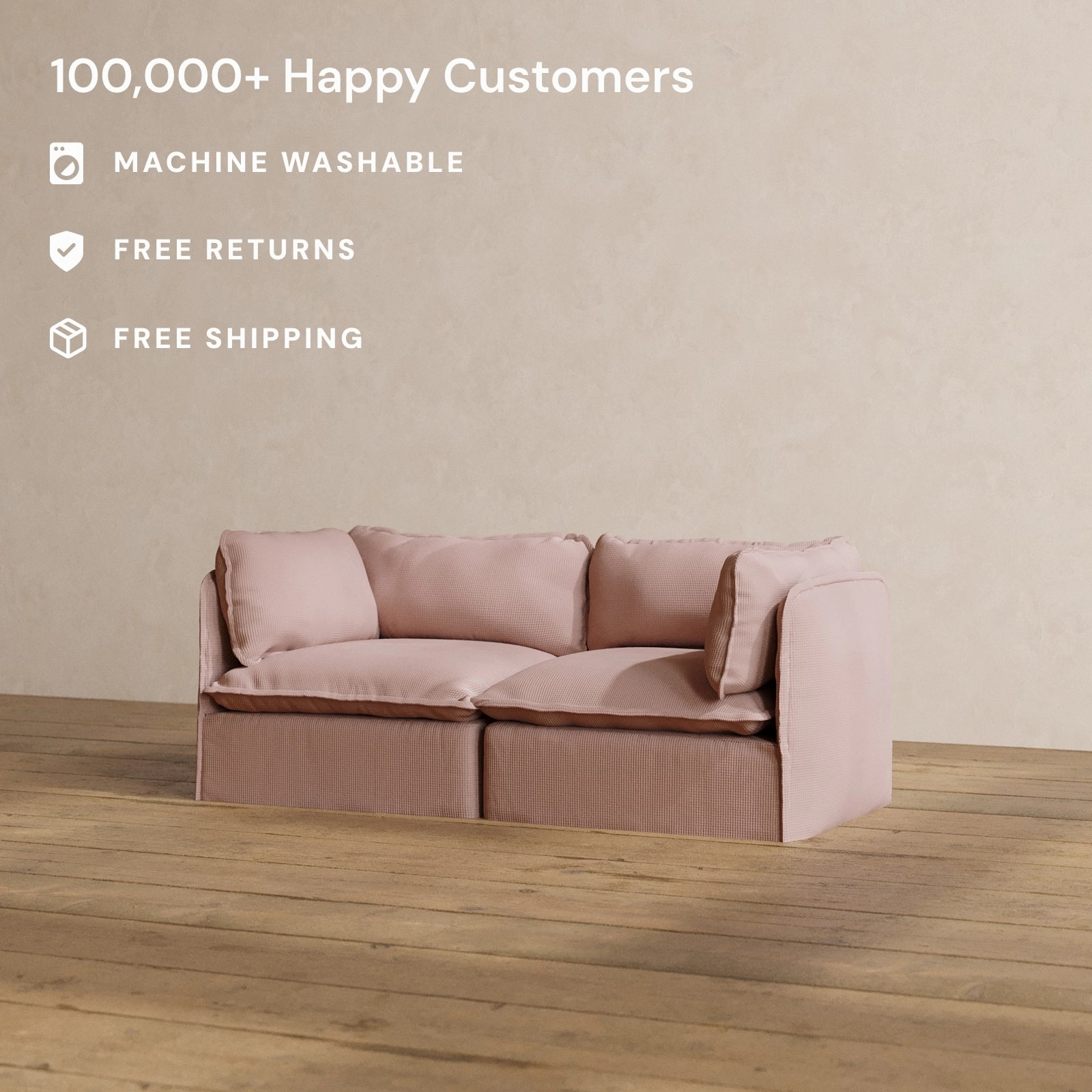 Modular Washable 2-Seater in Sakura | Deluxe  Seat | Cloud Pillow
