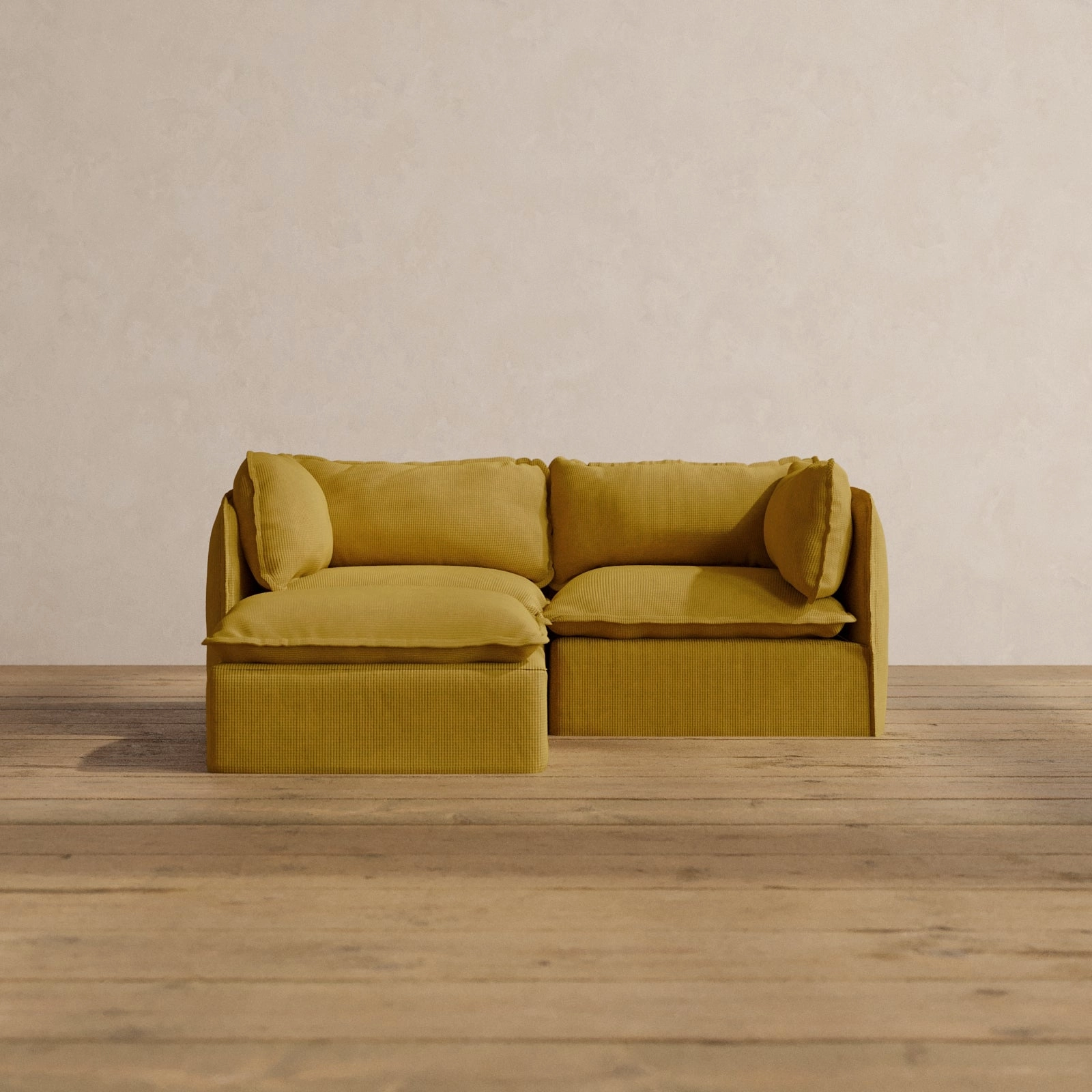 Modular Washable 2-Seater Sectional in Kiiro | Deluxe  Seat | Cloud Pillow
