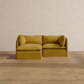Modular Washable 2-Seater Sectional in Kiiro | Deluxe  Seat | Cloud Pillow