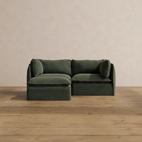 Modular Washable 2-Seater Sectional in Olivine | Memorix  Seat | Contour Pillow