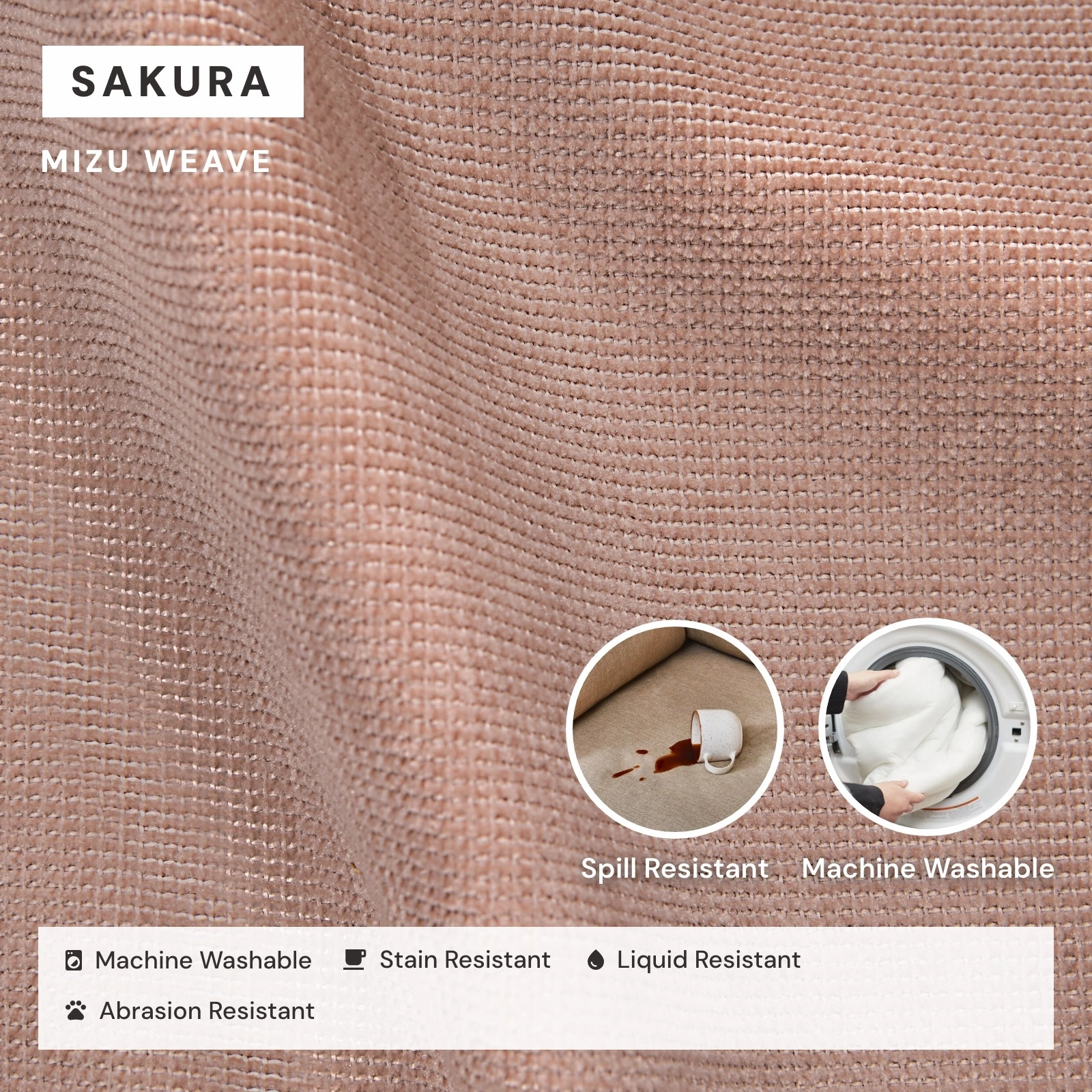 Modular Washable 2-Seater Sectional in Sakura | Deluxe  Seat | Cloud Pillow