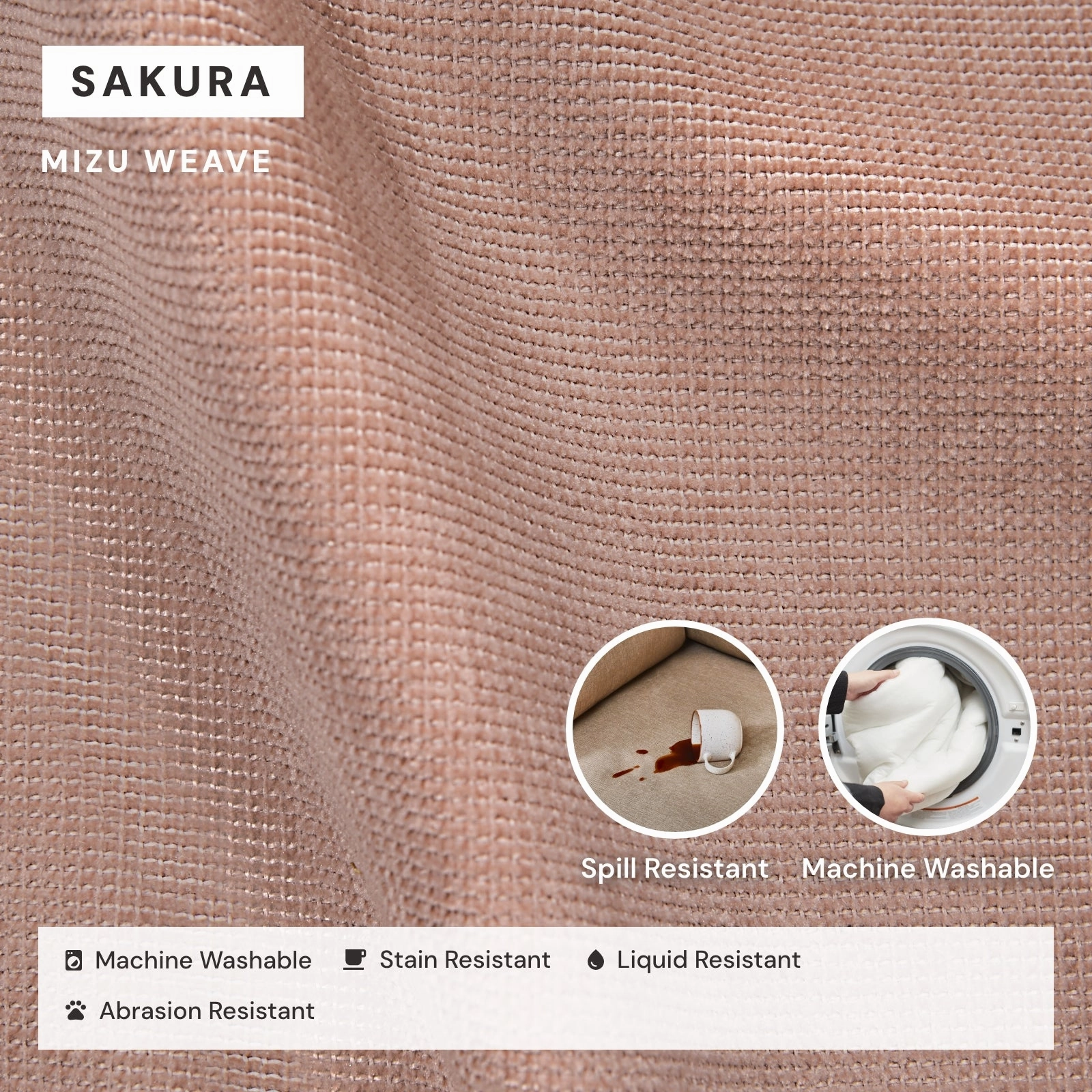 Modular Washable 2-Seater Sectional in Sakura | Memorix  Seat | Contour Pillow