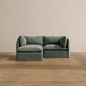 Modular Washable 2-Seater Sectional in Willow | Memorix  Seat | Contour Pillow