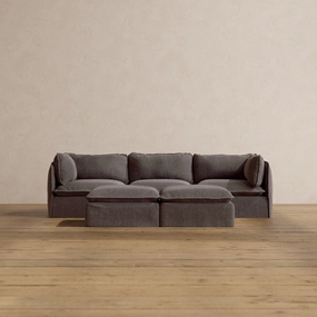 Modular Washable 3-Seater   Bench Ottoman in Caviar | Deluxe  Seat | Cloud Pillow