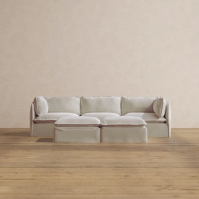 Modular Washable 3-Seater   Bench Ottoman in Coco | Deluxe  Seat | Cloud Pillow