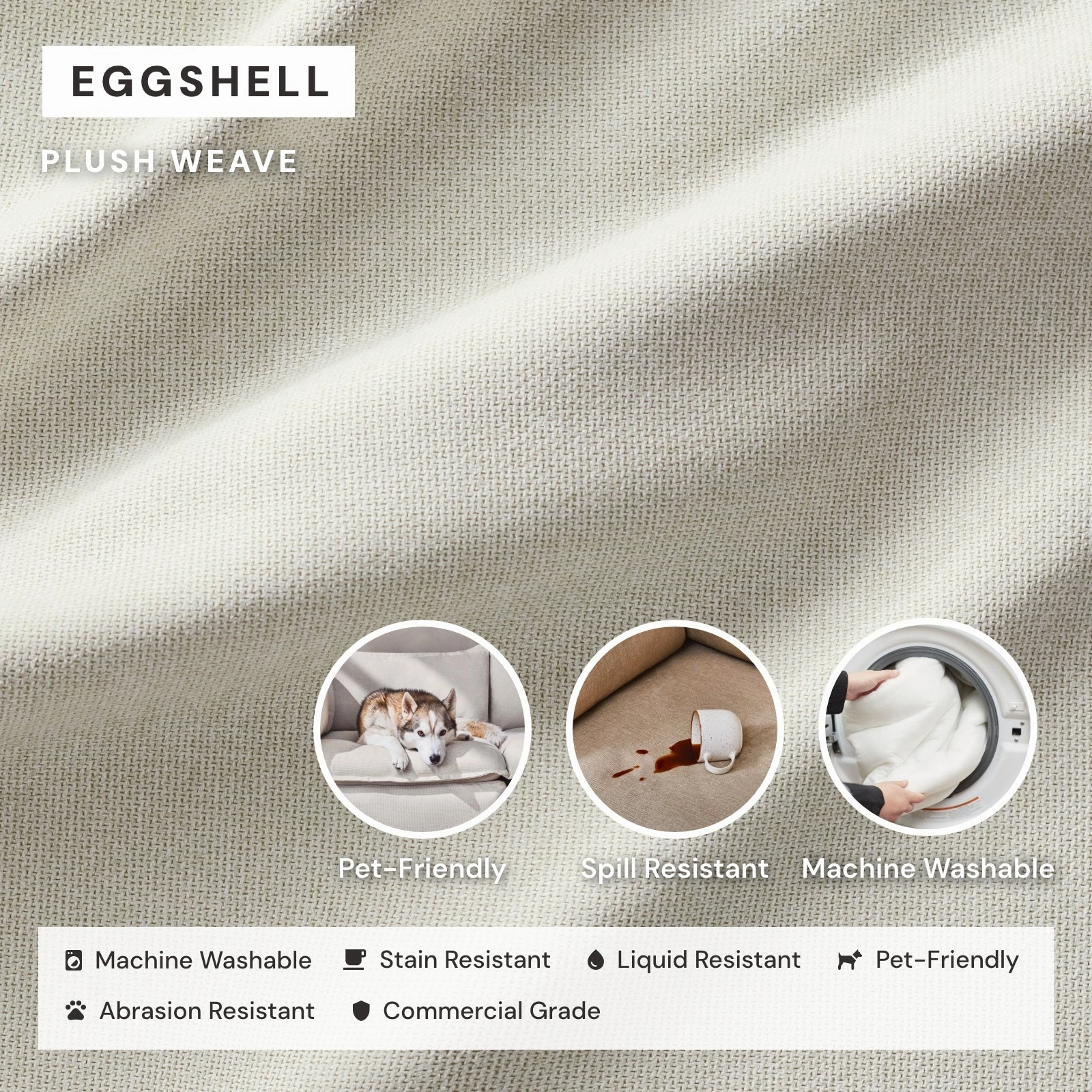 Modular Washable 3-Seater   Bench Ottoman in Eggshell | Memorix  Seat | Contour Pillow