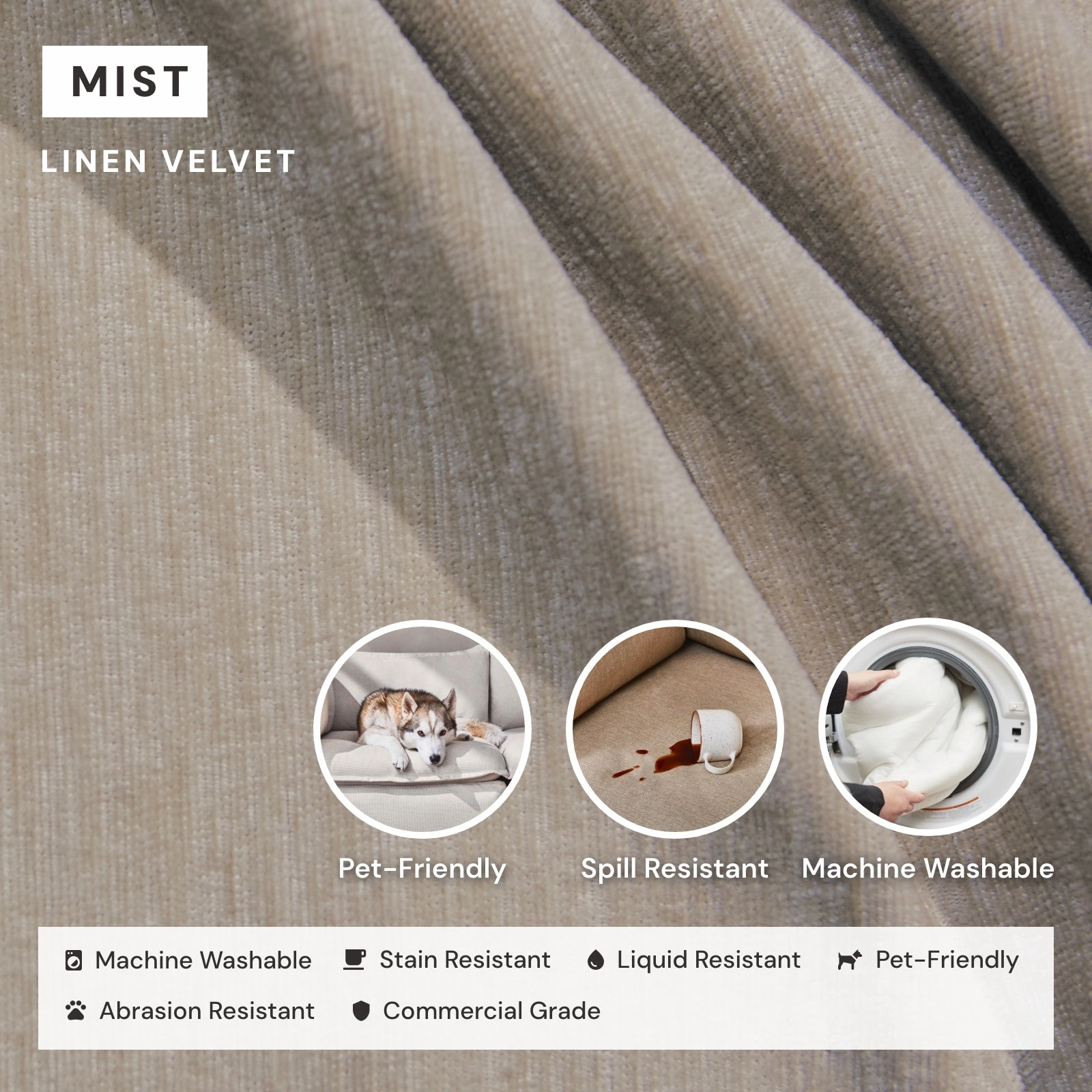 Modular Washable 3-Seater   Bench Ottoman in Mist | Deluxe  Seat | Cloud Pillow