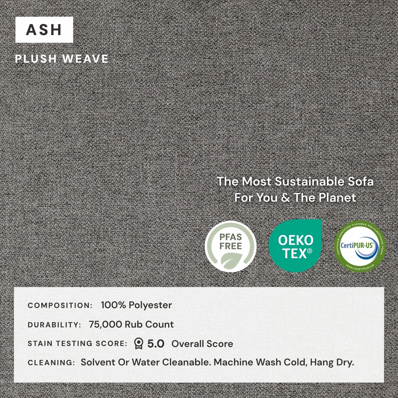 Modular Washable 3-Seater in Ash | Deluxe  Seat | Cloud Pillow