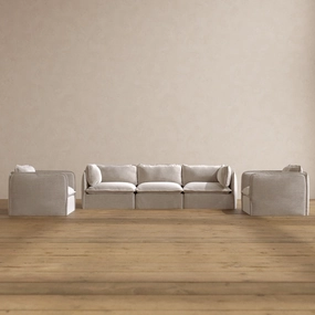 Modular Washable 3-Seater Sofa   Armchair Set in Mist | Deluxe  Seat | Cloud Pillow