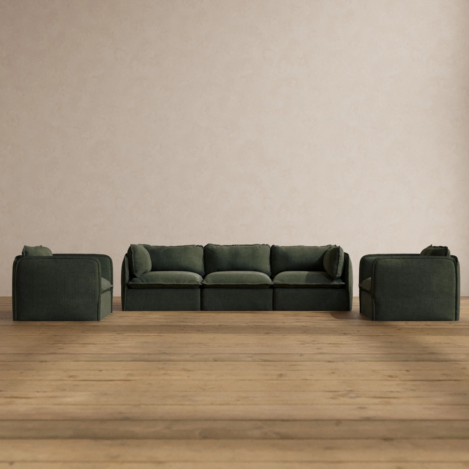 Modular Washable 3-Seater Sofa   Armchair Set in Olivine | Memorix  Seat | Contour Pillow