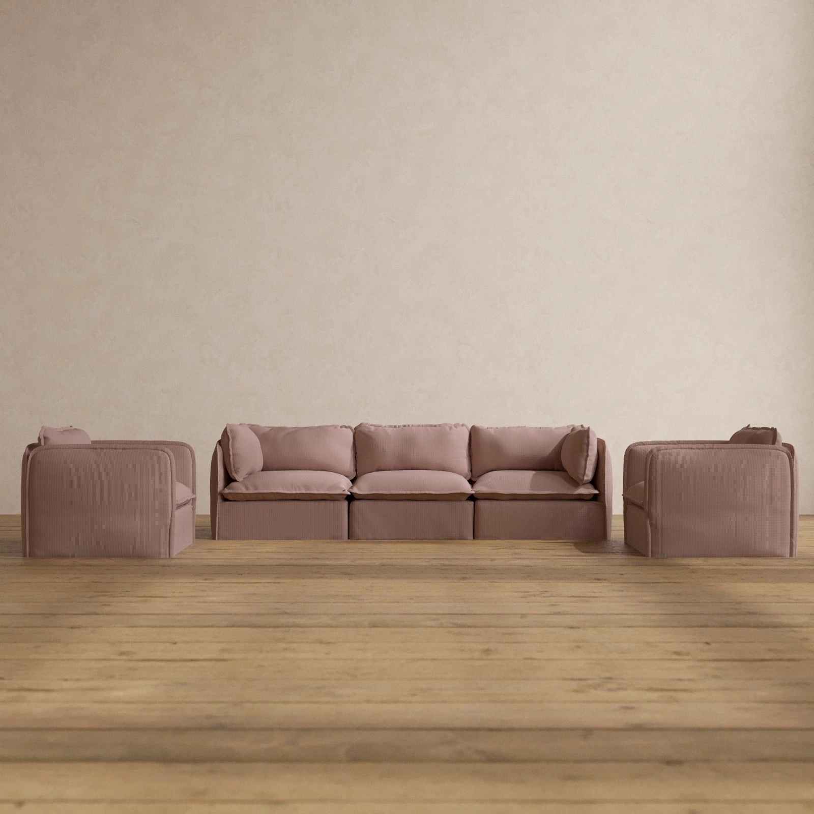 Modular Washable 3-Seater Sofa   Armchair Set in Sakura | Deluxe  Seat | Cloud Pillow