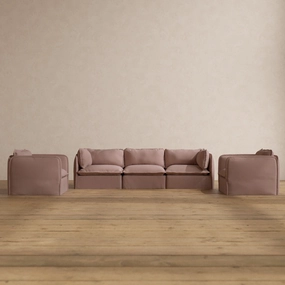 Modular Washable 3-Seater Sofa   Armchair Set in Sakura | Deluxe  Seat | Cloud Pillow