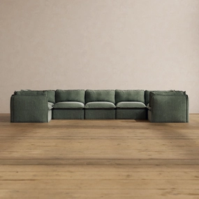 Modular Washable 7-Seater U-Sectional in Willow | Memorix  Seat | Contour Pillow