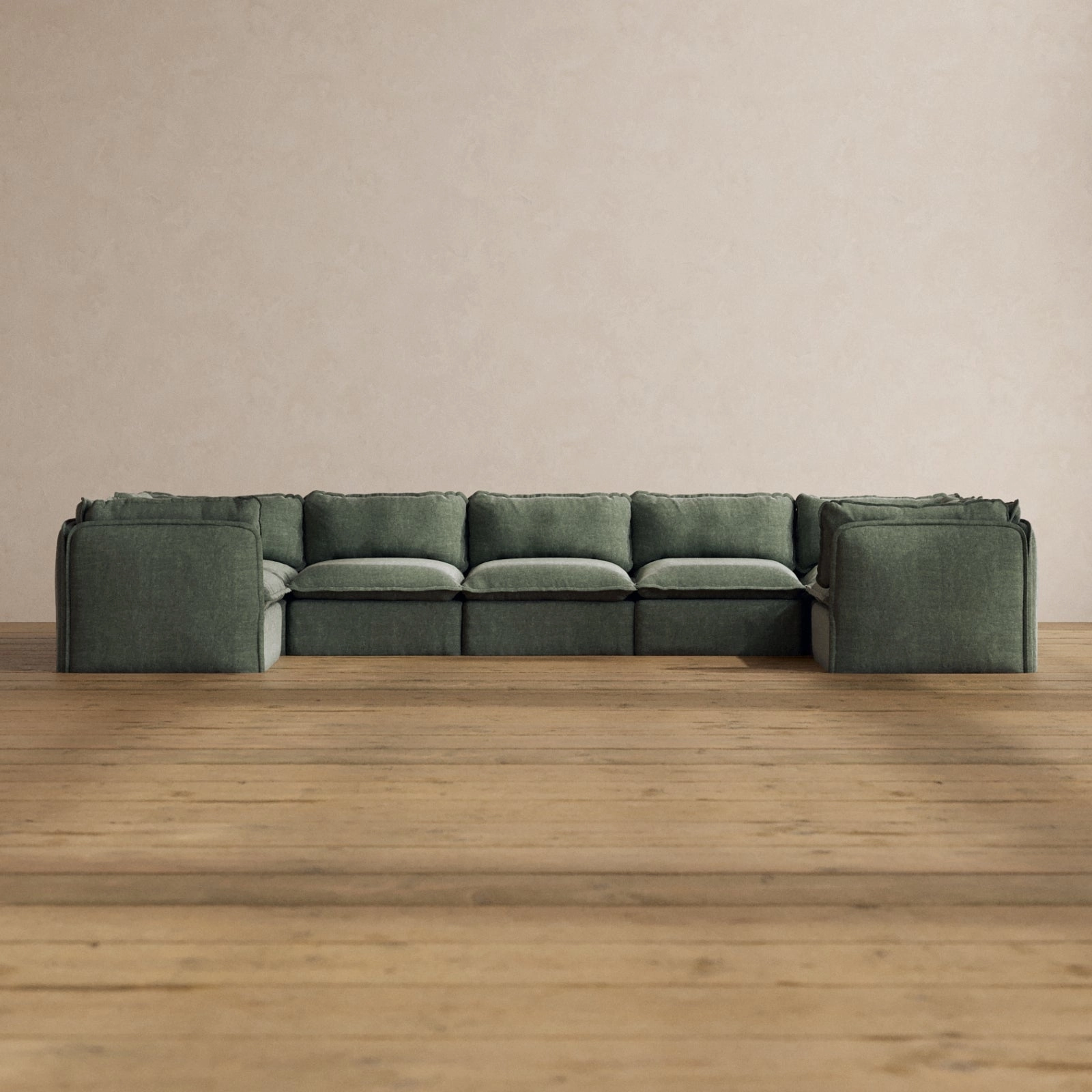 Modular Washable 7-Seater U-Sectional in Willow | Memorix  Seat | Contour Pillow