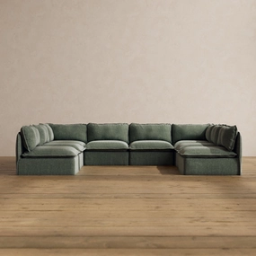 Modular Washable 8-Seater Open-Ends U-Sectional in Willow | Memorix  Seat | Contour Pillow
