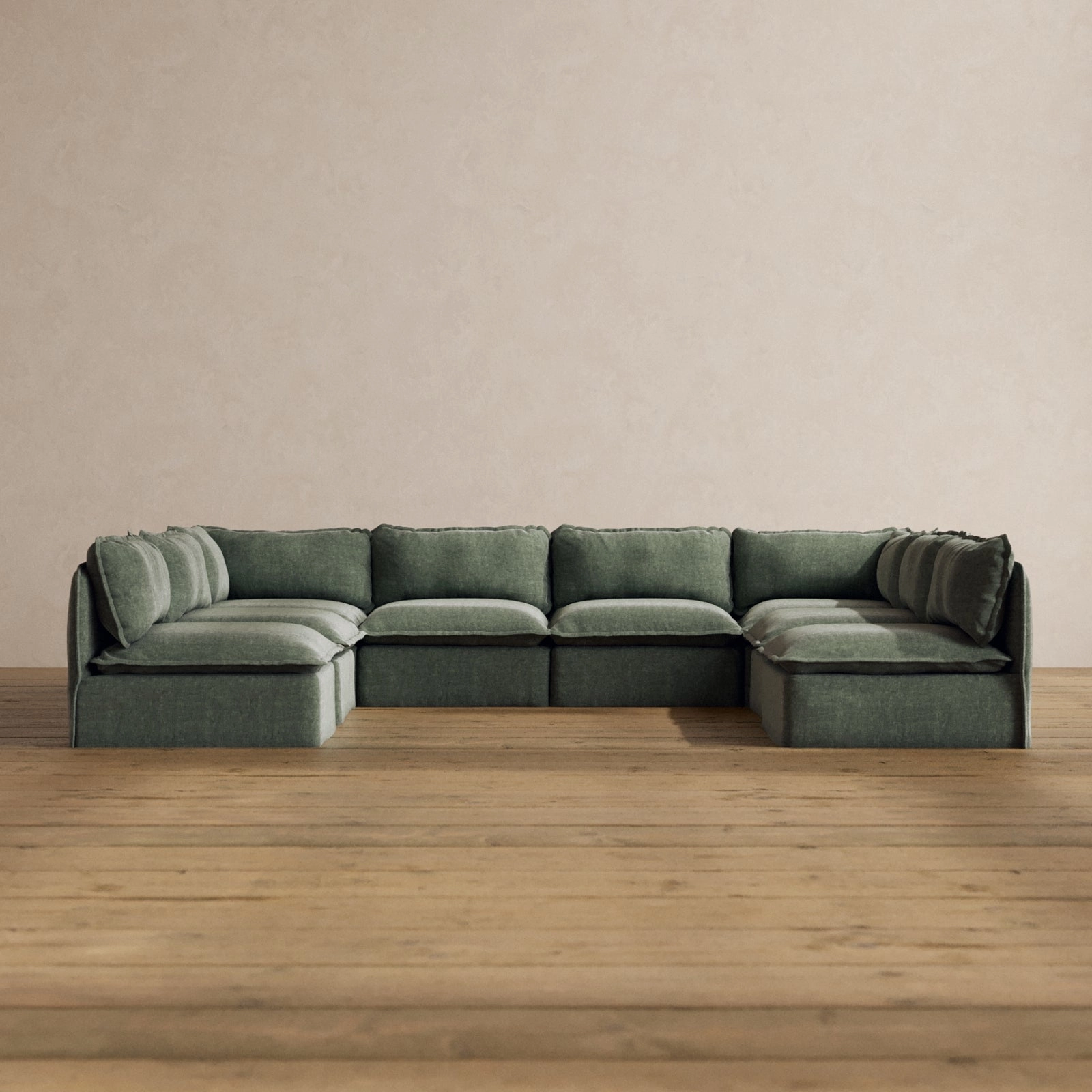 Modular Washable 8-Seater Open-Ends U-Sectional in Willow | Memorix  Seat | Contour Pillow