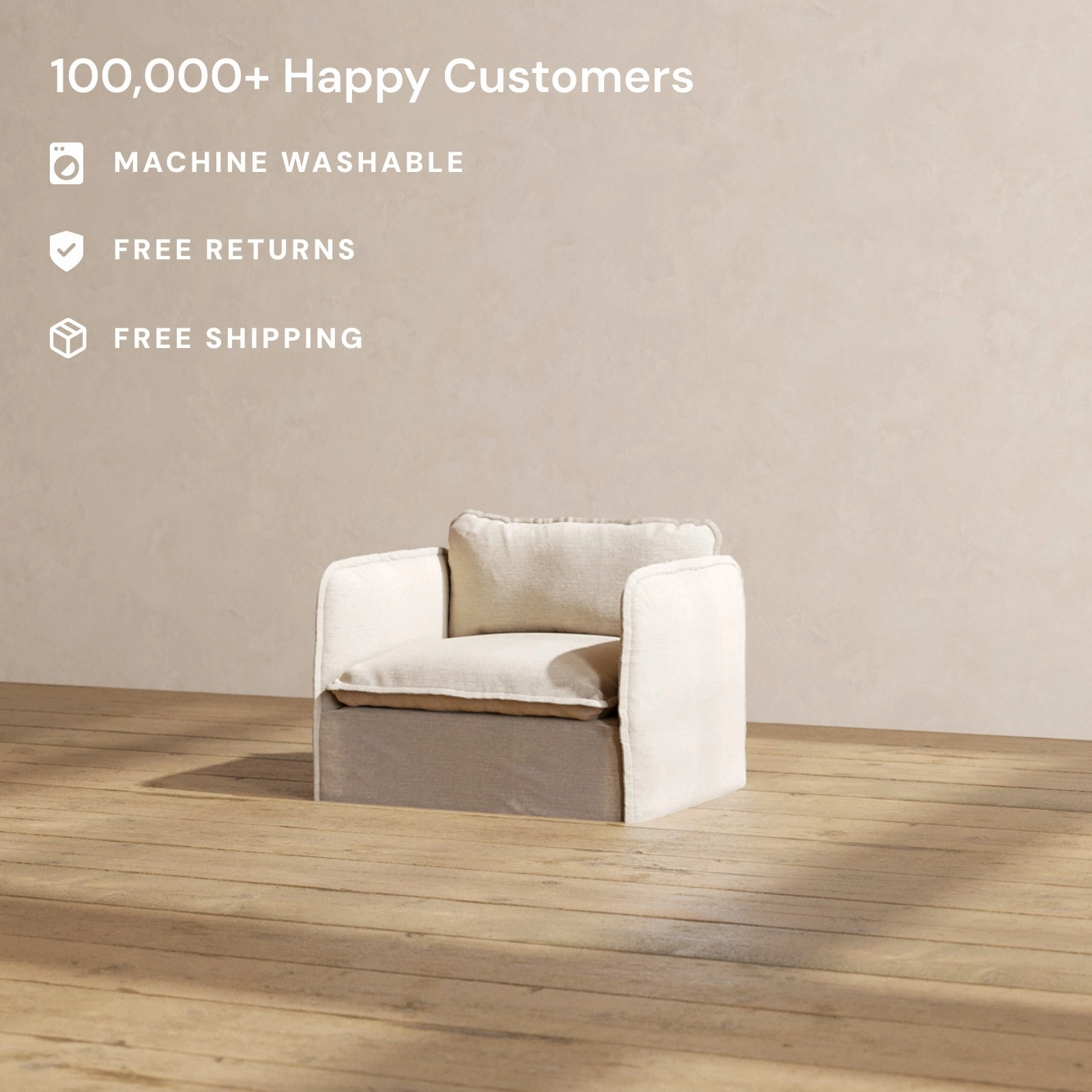 Modular Washable Armchair in Oat | Deluxe  Seat | Cloud Pillow