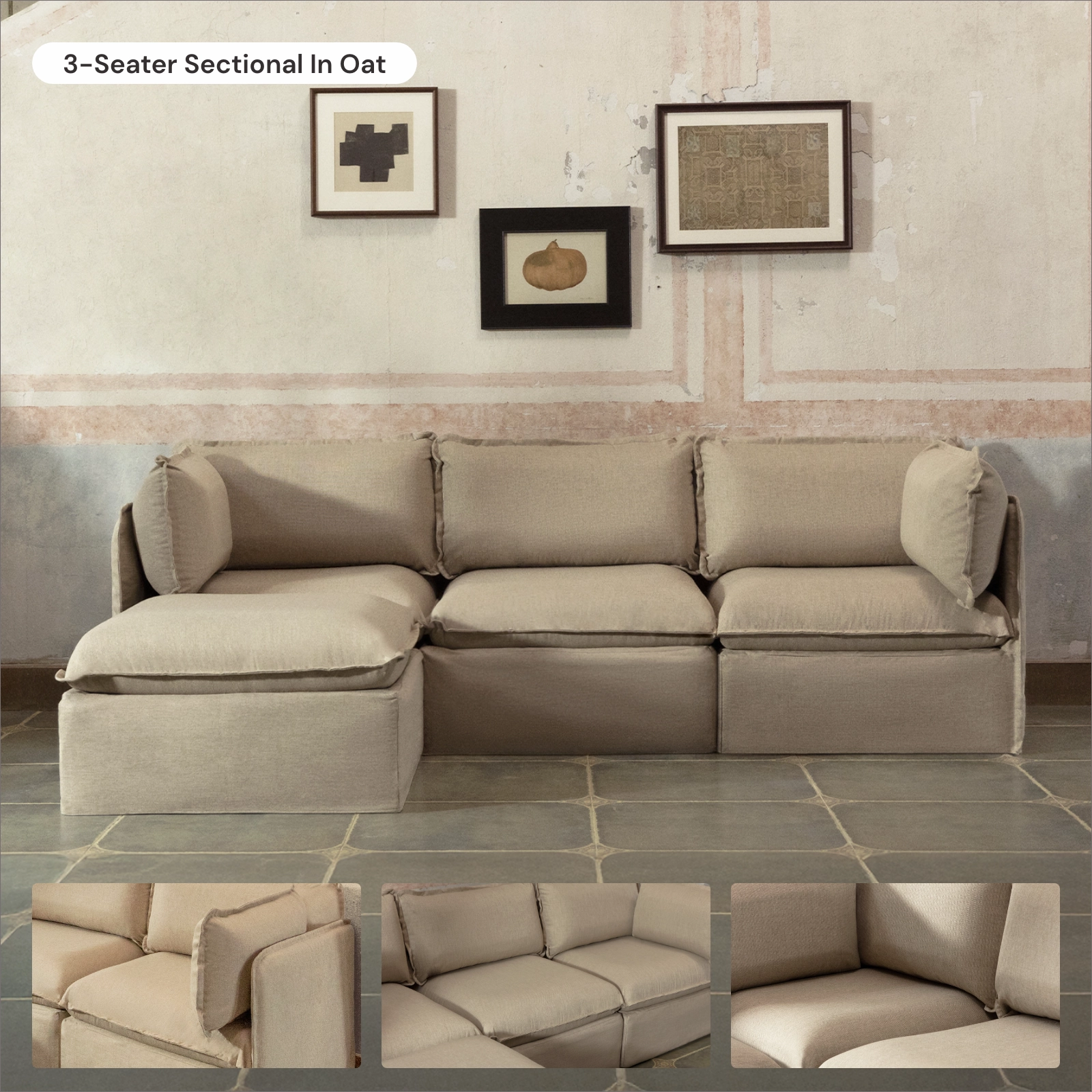 Modular Washable Armchair in Oat | Memorix  Seat | Contour Pillow