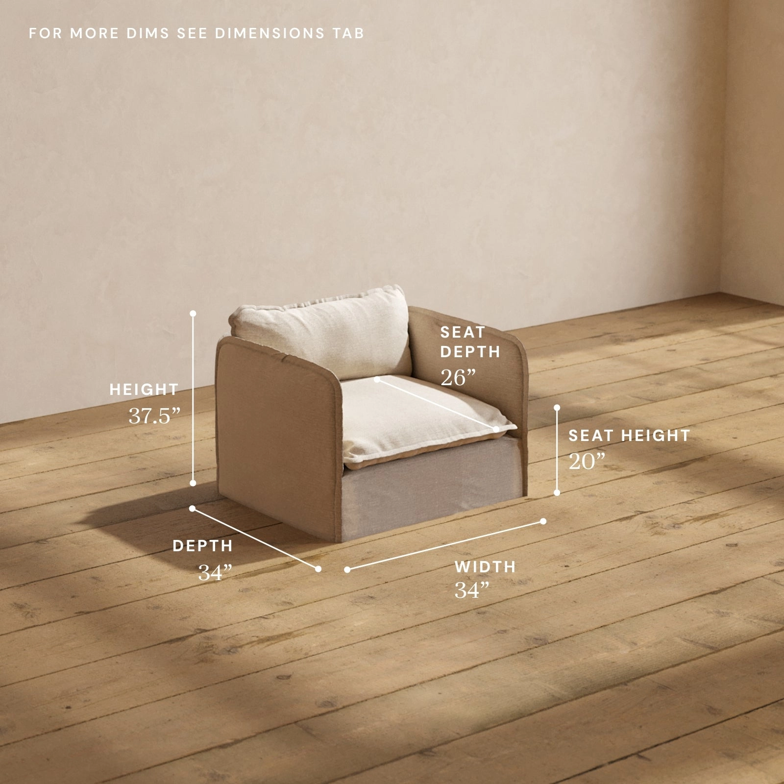 Modular Washable Armchair in Oat | Memorix  Seat | Contour Pillow