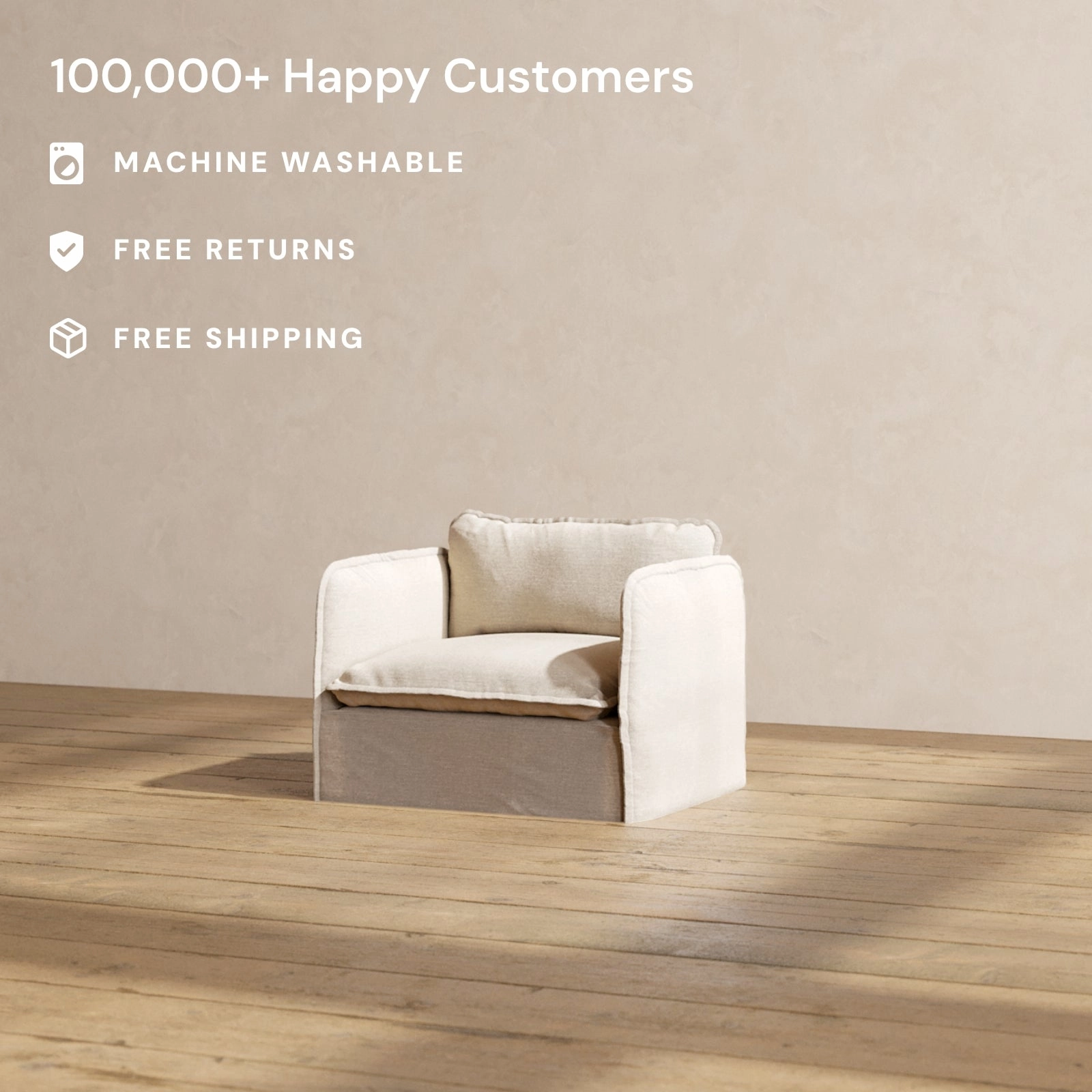 Modular Washable Armchair in Oat | Memorix  Seat | Contour Pillow