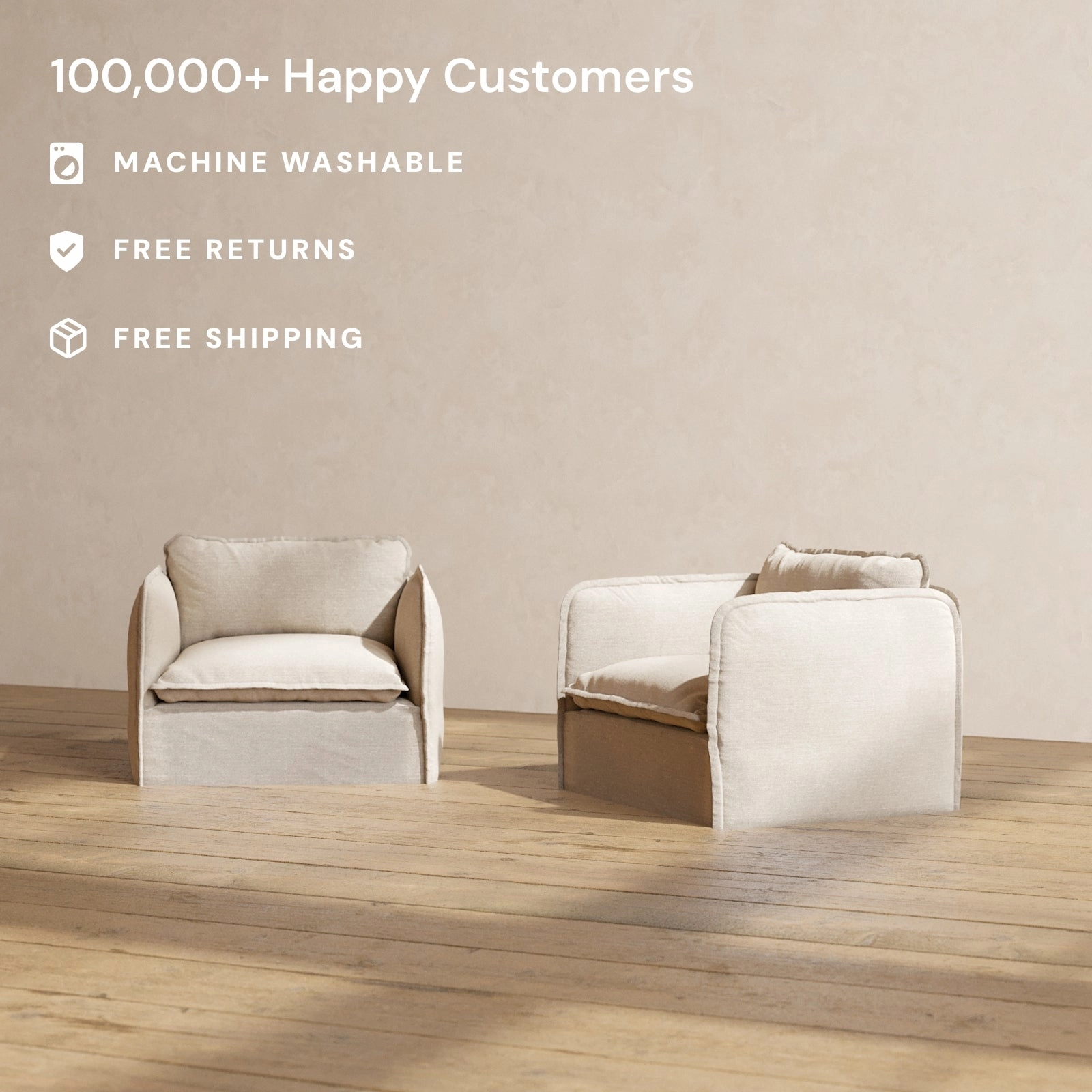 Modular Washable Armchair Set in Oat | Deluxe  Seat | Cloud Pillow