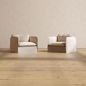 Modular Washable Armchair Set in Oat | Deluxe  Seat | Cloud Pillow