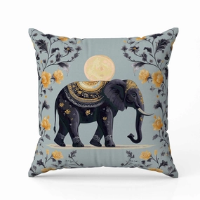 Moonbeam Elephant Faux Suede Reversible Throw Pillow Mint and Gray