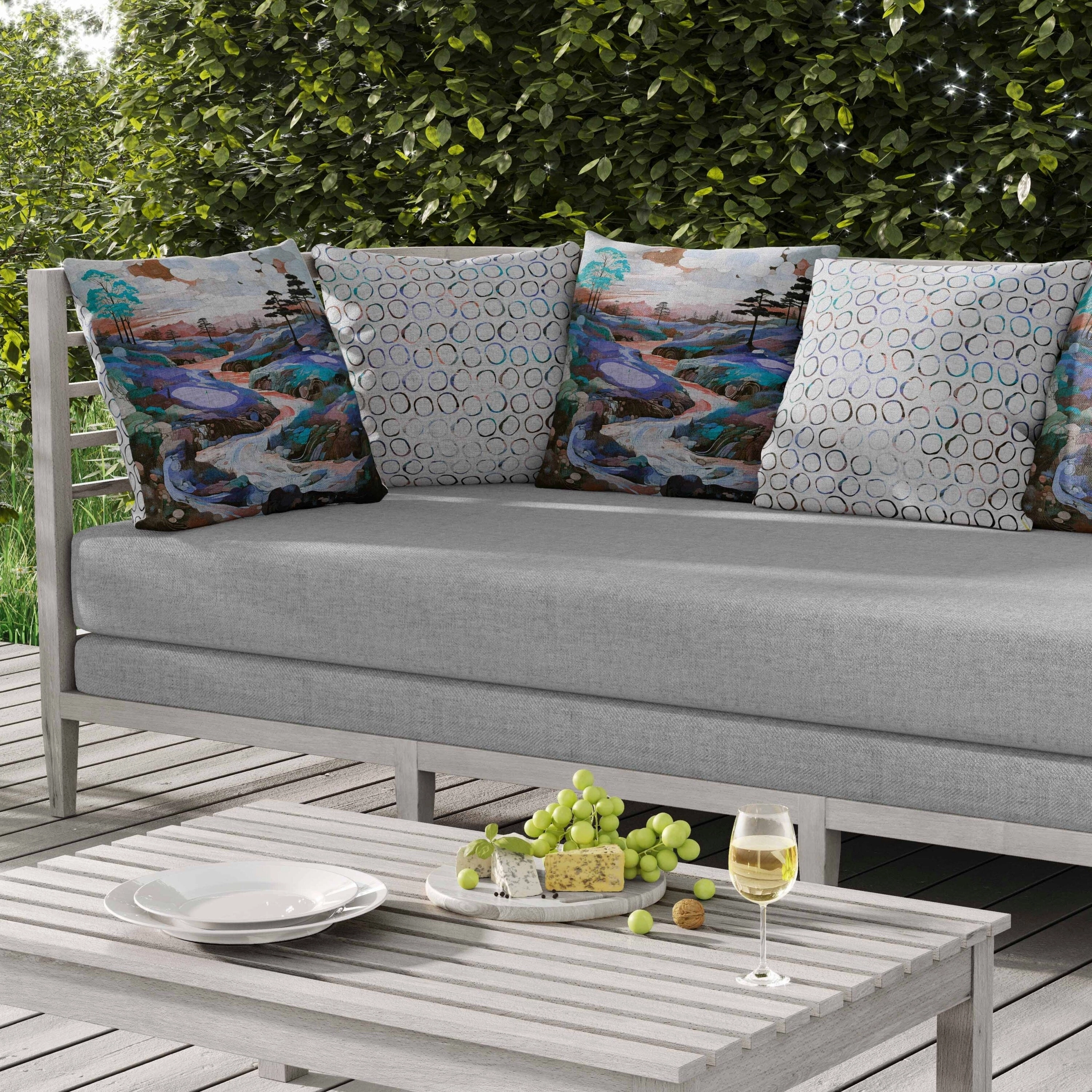 Mountain Vista Indoor/Outdoor Reversible Throw Pillow Blue and Copper