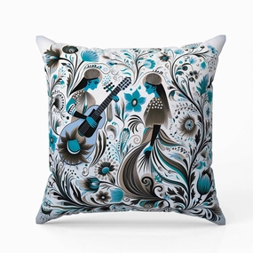 Musical Farry Faux Suede Reversible Throw Pillow White and Blue