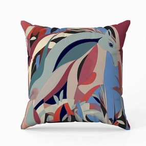 Mythical Horse Indoor/Outdoor Reversible Throw Pillow Red and Blue